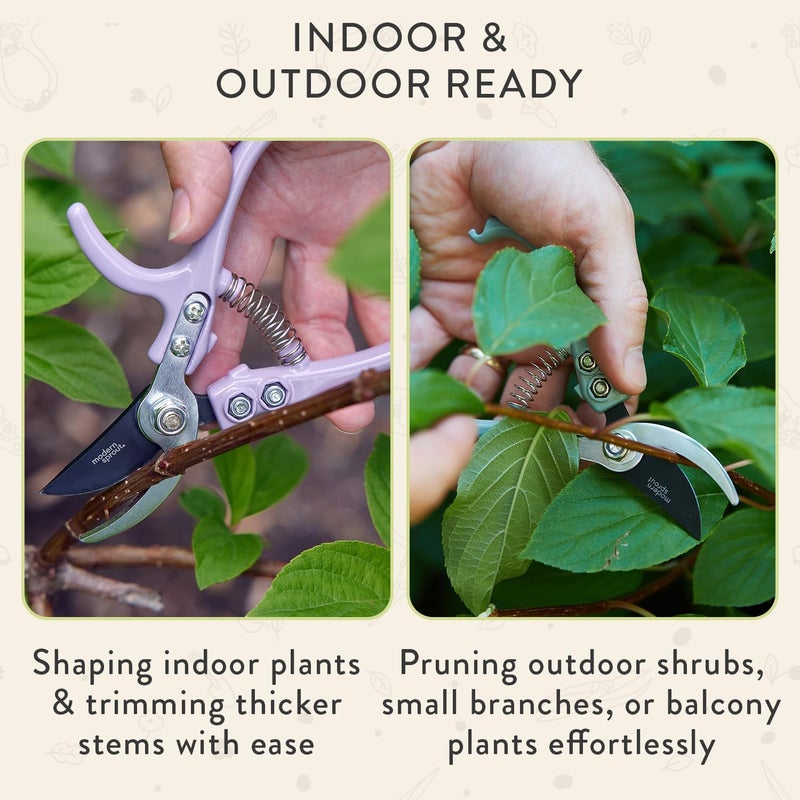 Modern Sprout Hand Pruners - Lightweight Pruning Shears W/Easy Lock- Gardening Scissors - Bypass Sharp Carbon Steel Blade - Rust Resistant - Garden Tools - Reusable Holster - Chartreuse - Image 5